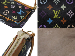 LOUIS VUITTON ルイヴィトン ポシェットアクセソワール アクセサリーポーチ M92648 モノグラム マルチカラー ブラック 美品 中古 4b004447