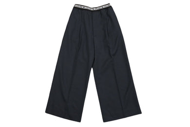 極美品 CELINE セリーヌ 18AW ウエストロゴ ワイドパンツ 2 1V33 サイズ36 チャコール フィービー期 中古 4b004452