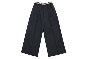 極美品 CELINE セリーヌ 18AW ウエストロゴ ワイドパンツ 2 1V33 サイズ36 チャコール フィービー期 中古 4b004452