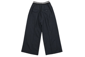 極美品 CELINE セリーヌ 18AW ウエストロゴ ワイドパンツ 2 1V33 サイズ36 チャコール フィービー期 中古 4b004452