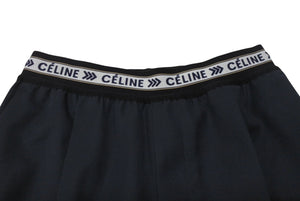 極美品 CELINE セリーヌ 18AW ウエストロゴ ワイドパンツ 2 1V33 サイズ36 チャコール フィービー期 中古 4b004452