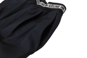 極美品 CELINE セリーヌ 18AW ウエストロゴ ワイドパンツ 2 1V33 サイズ36 チャコール フィービー期 中古 4b004452