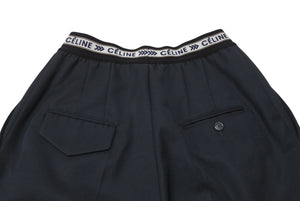 極美品 CELINE セリーヌ 18AW ウエストロゴ ワイドパンツ 2 1V33 サイズ36 チャコール フィービー期 中古 4b004452