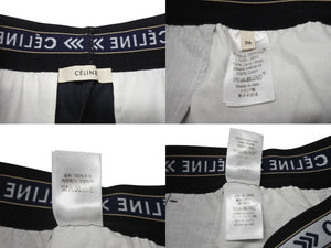 極美品 CELINE セリーヌ 18AW ウエストロゴ ワイドパンツ 2 1V33 サイズ36 チャコール フィービー期 中古 4b004452