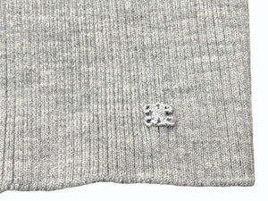 極美品 CELINE セリーヌ クロップド カーディガン トップス 2A67S237P サイズXS 刺繍ロゴ ニット グレー 中古 4b004453