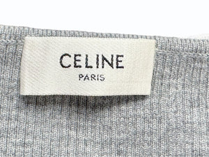 極美品 CELINE セリーヌ クロップド カーディガン トップス 2A67S237P サイズXS 刺繍ロゴ ニット グレー 中古 4b004453