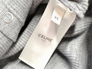 極美品 CELINE セリーヌ クロップド カーディガン トップス 2A67S237P サイズXS 刺繍ロゴ ニット グレー 中古 4b004453