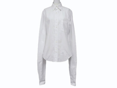 THOM BROWNE トムブラウン オックスフォードクラシックボタンダウンシャツ MM225A-00139100 コットン ホワイト サイズ1 美品 中古 4b004456