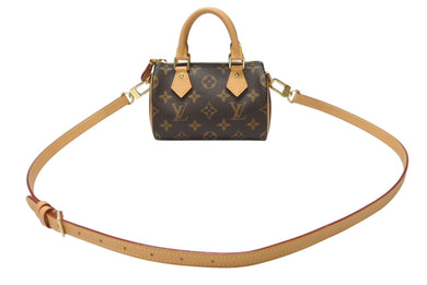 未使用 LOUIS VUITTON ルイヴィトン ナノスピーディ ハンドバッグ 2WAYバッグ M81085 モノグラム PVC レザー 中古 4b004457
