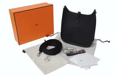 新品未使用 HERMES エルメス エブリン TPM ショルダーバッグ ブラック K刻 トリヨンクレマンス シルバー金具 中古 4b004458