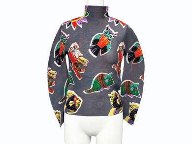 極美品 ISSEY MIYAKE ME イッセイミヤケ ミー 長袖Tシャツ カットソー MI03FJ541 グレー マルチカラー 中古 4b004460