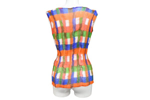 極美品 ISSEY MIYAKE ME イッセイミヤケ ノースリーブ カットソー IM09-FJ926 マルチカラー 中古 4b004462