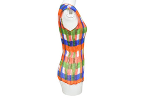 極美品 ISSEY MIYAKE ME イッセイミヤケ ノースリーブ カットソー IM09-FJ926 マルチカラー 中古 4b004462