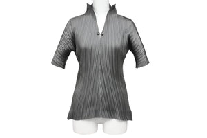 極美品 ISSEY MIYAKE ME イッセイミヤケ スリーブ 総柄 カットソー IF62FJ21902 グレー 中古 4b004463