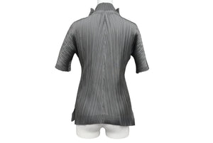 極美品 ISSEY MIYAKE ME イッセイミヤケ スリーブ 総柄 カットソー IF62FJ21902 グレー 中古 4b004463
