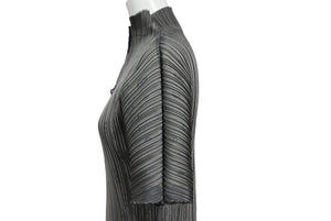 極美品 ISSEY MIYAKE ME イッセイミヤケ スリーブ 総柄 カットソー IF62FJ21902 グレー 中古 4b004463