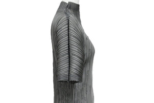 極美品 ISSEY MIYAKE ME イッセイミヤケ スリーブ 総柄 カットソー IF62FJ21902 グレー 中古 4b004463