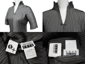 極美品 ISSEY MIYAKE ME イッセイミヤケ スリーブ 総柄 カットソー IF62FJ21902 グレー 中古 4b004463