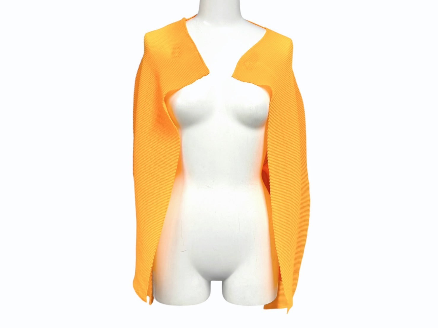 美品【ミーイッセイミヤケ】シワ加工　カットソー　オレンジ ISSEY MIYAKE イッセイミヤケ PLEATS PLEASE 変形カットソー