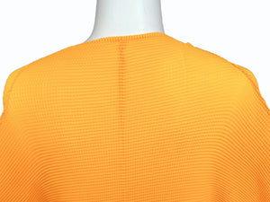 極美品 me ISSEY MIYAKE ミー イッセイミヤケ 長袖トップス MI31FO311 フリーサイズ プリーツ オレンジ 中古 4b004464