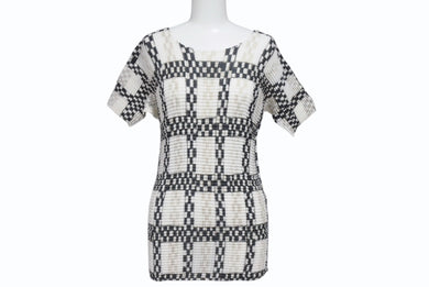 極美品 ISSEY MIYAKE ME イッセイミヤケ スリーブ カットソー IM71FJ945 ブラック ホワイト マルチカラー 中古 4b004465