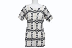 極美品 ISSEY MIYAKE ME イッセイミヤケ スリーブ カットソー IM71FJ945 ブラック ホワイト マルチカラー 中古 4b004465