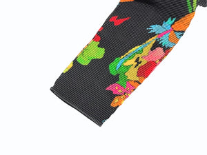 極美品 me ISSEY MIYAKE ミー イッセイミヤケ 長袖トップス MI41FJ211 フリーサイズ ブラック マルチカラー 総柄 中古 4b004466