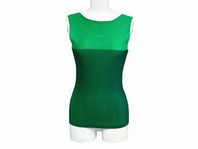 極美品 ISSEY MIYAKE イッセイミヤケ PLEATS PLEASE プリーツプリーズ タンクトップ PP41FK311 サイズ03 グリーン 中古 4b004468