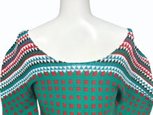 Load image into Gallery viewer, 極美品 ISSEY MIYAKE ME イッセイミヤケ ミー 長袖Tシャツ カットソー MI53FJ492 幾何学柄 グリーン マルチカラー 中古 4b004469