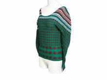 Load image into Gallery viewer, 極美品 ISSEY MIYAKE ME イッセイミヤケ ミー 長袖Tシャツ カットソー MI53FJ492 幾何学柄 グリーン マルチカラー 中古 4b004469
