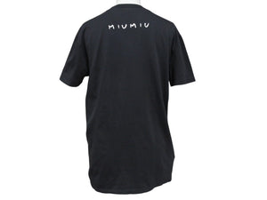 極美品 MIUMIU ミュウミュウ いちご pink punk ロゴ 半袖Ｔシャツ MJN168 コットン ブラック サイズXS 中古 4b004471