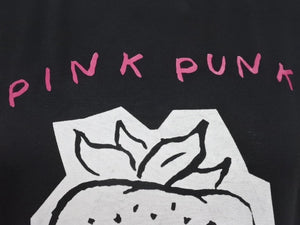 極美品 MIUMIU ミュウミュウ いちご pink punk ロゴ 半袖Ｔシャツ MJN168 コットン ブラック サイズXS 中古 4b004471