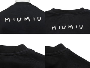 極美品 MIUMIU ミュウミュウ いちご pink punk ロゴ 半袖Ｔシャツ MJN168 コットン ブラック サイズXS 中古 4b004471