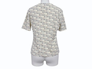 CELINE セリーヌ 総柄 半袖Tシャツ 2 0358 サイズM マカダム柄 オフホワイト マルチカラー プリント 美品 中古 4b004472
