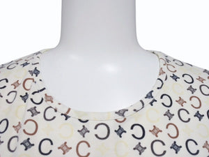 CELINE セリーヌ 総柄 半袖Tシャツ 2 0358 サイズM マカダム柄 オフホワイト マルチカラー プリント 美品 中古 4b004472