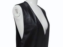 Load image into Gallery viewer, MAISON MARGIELA メゾンマルジェラ ラムレザー切替 ノースリーブワンピース S31CT0510 ブラック サイズ36 美品 中古 4b004476