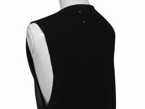 MAISON MARGIELA メゾンマルジェラ ラムレザー切替 ノースリーブワンピース S31CT0510 ブラック サイズ36 美品 中古 4b004476