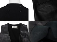 Load image into Gallery viewer, MAISON MARGIELA メゾンマルジェラ ラムレザー切替 ノースリーブワンピース S31CT0510 ブラック サイズ36 美品 中古 4b004476