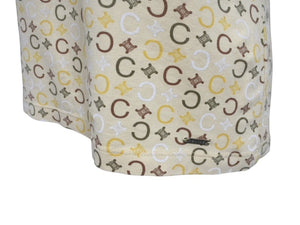 CELINE セリーヌ 総柄 半袖Tシャツ トップス 2 0358 サイズL マカダム柄 ベージュ マルチカラー プリント 美品 中古 4b004477