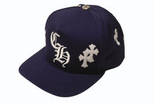 Load image into Gallery viewer, 新品未使用 CHROME HEARTS クロムハーツ 5パネル セメタリークロスパッチ ベースボールキャップ ONE SIZE 9パッチ ネイビー 中古 4b004479