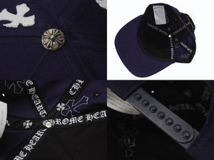 新品未使用 CHROME HEARTS クロムハーツ 5パネル セメタリークロスパッチ ベースボールキャップ ONE SIZE 9パッチ ネイビー 中古 4b004479