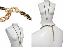 Load image into Gallery viewer, 新品未使用 CHANEL シャネル チェーンネックレス ABC578 重量約65.3g B24C刻印 ココマーク レザー メタル ゴールド ブラック 中古 4b004482