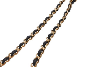 新品未使用 CHANEL シャネル チェーンネックレス ABC578 重量約65.3g B24C刻印 ココマーク レザー メタル ゴールド ブラック 中古 4b004482