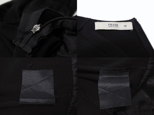 PRADA プラダ ノースリーブ ワンピース ドレス プリーツ ミディ丈 ブラック サイズ38 美品 中古 4b004484