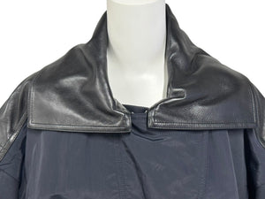 極美品 ALAÏA アライア DRAPED PARKA ドレープド パーカー AA9M02703T496 サイズ34 ナイロン シルク ラムスキン ブラック 中古 4b004490