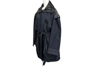 極美品 ALAÏA アライア DRAPED PARKA ドレープド パーカー AA9M02703T496 サイズ34 ナイロン シルク ラムスキン ブラック 中古 4b004490