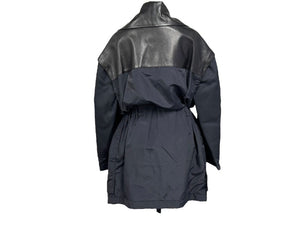 極美品 ALAÏA アライア DRAPED PARKA ドレープド パーカー AA9M02703T496 サイズ34 ナイロン シルク ラムスキン ブラック 中古 4b004490