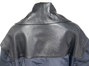 極美品 ALAÏA アライア DRAPED PARKA ドレープド パーカー AA9M02703T496 サイズ34 ナイロン シルク ラムスキン ブラック 中古 4b004490