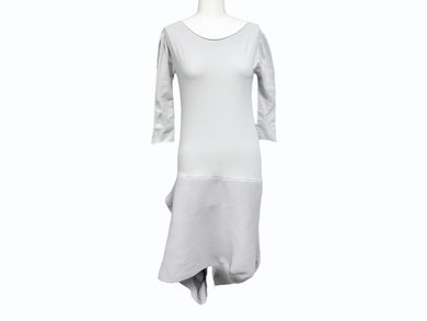 ISSEY MIYAKE イッセイミヤケ 変形デザイン ニットワンピース 七分袖 膝丈 M41-KH795 グレー サイズ2 美品 中古 4b004500