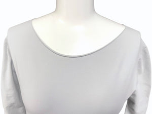 ISSEY MIYAKE イッセイミヤケ 変形デザイン ニットワンピース 七分袖 膝丈 M41-KH795 グレー サイズ2 美品 中古 4b004500